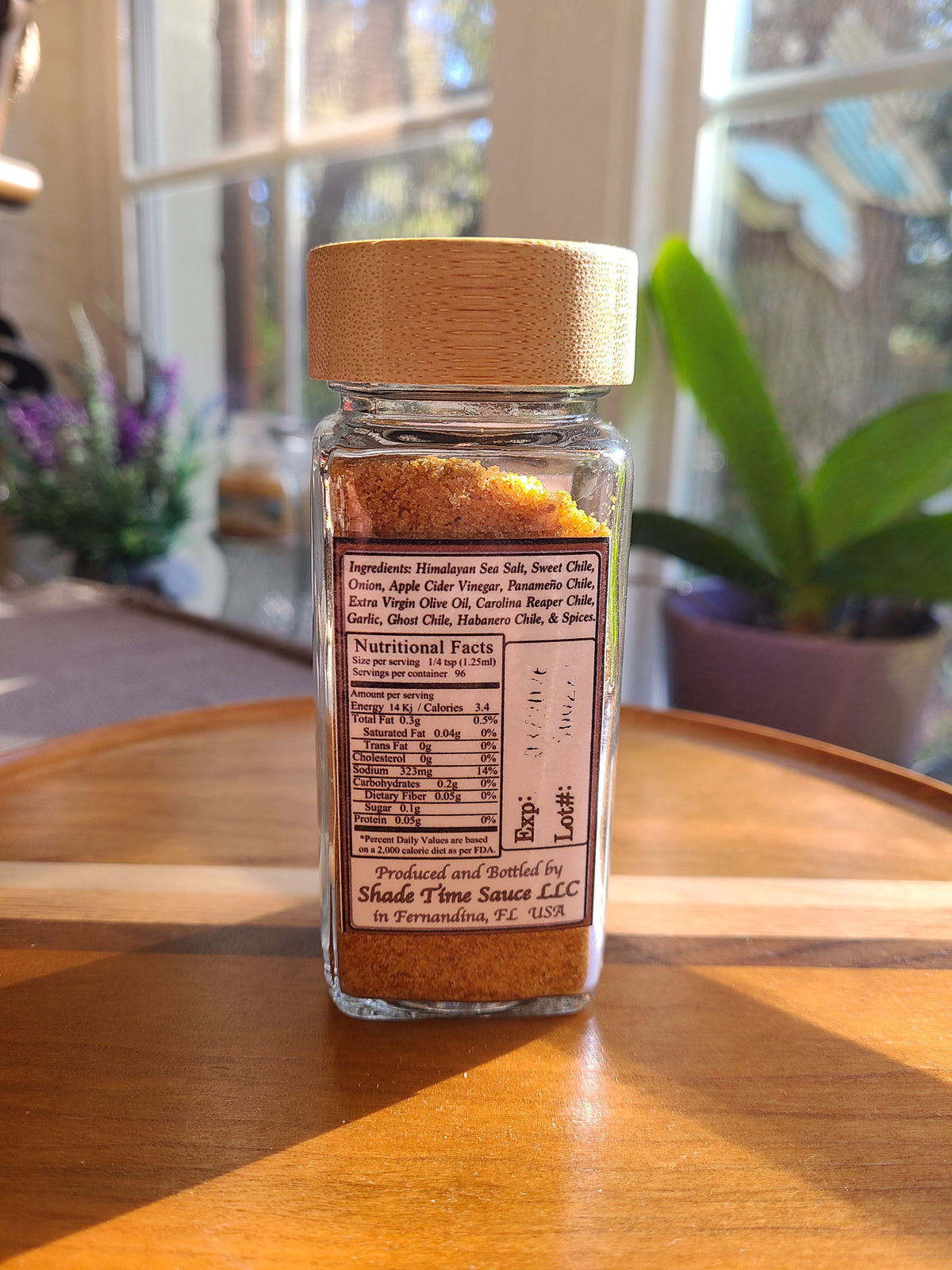 "Caribbean Scorch Sea Salt label with ingredients and nutritional data"