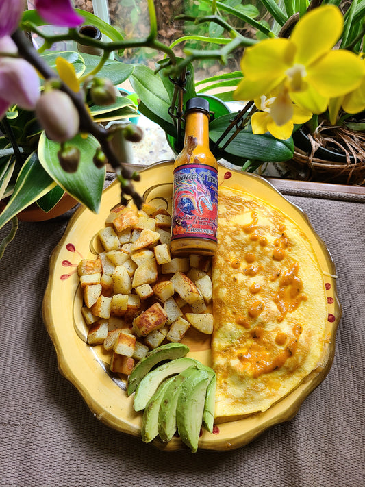 "Sweet and spicy artisan hot sauce with passion fruit by Shade Time"