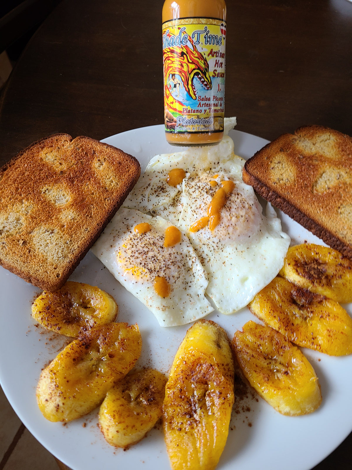 "Breakfast with Shade Time Platarindo mild sweet hot sauce"